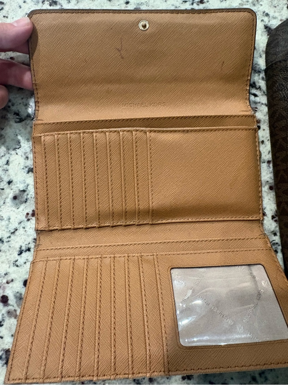 Michael Kors Brown Logo Tote with Tan Leather Handles and Matching Wallet - Picture 6 of 6